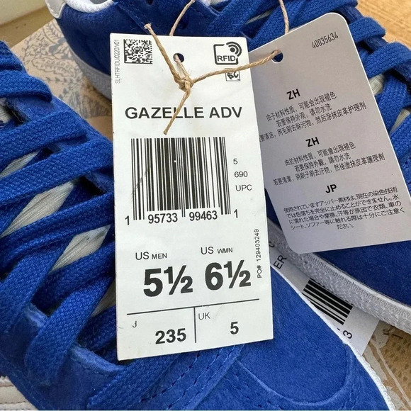 NWT Adidas Gazelle ADV Sneakers Womens 6.5 Royal Blue Cloud White - Picture 6 of 11